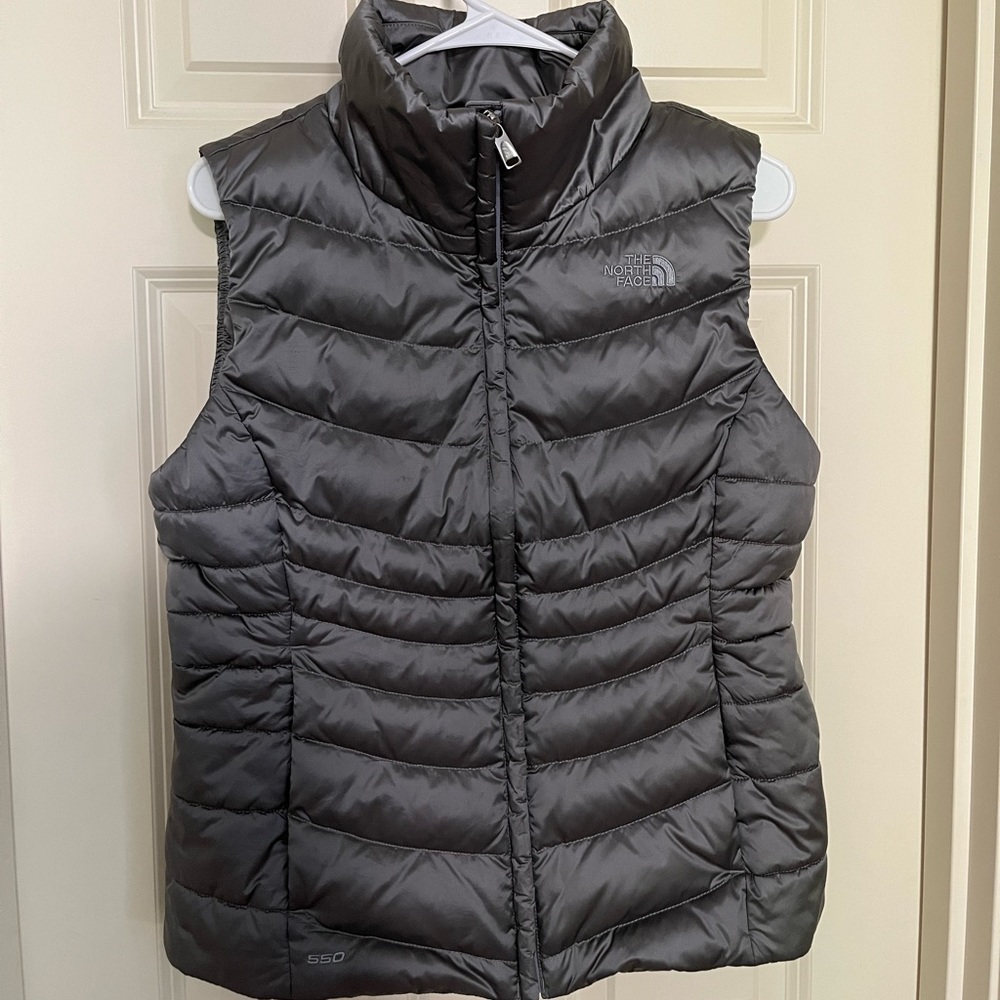 The North Face womens grey down puffer vest size M